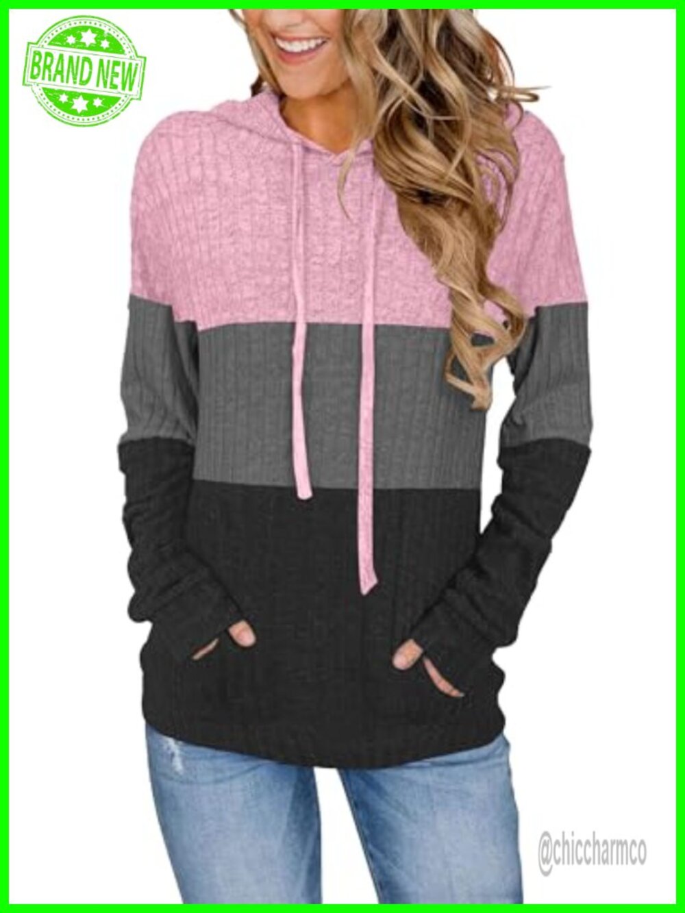 Women's Long Sleeve Drawstring Hoodie Loose Fit Pullover Sweatshirt